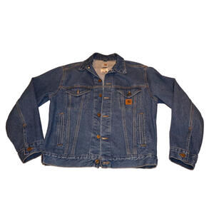 Vintage Carhartt Denim Jacket Mens Small J12 DST Trucker Dark Stone Wash USA